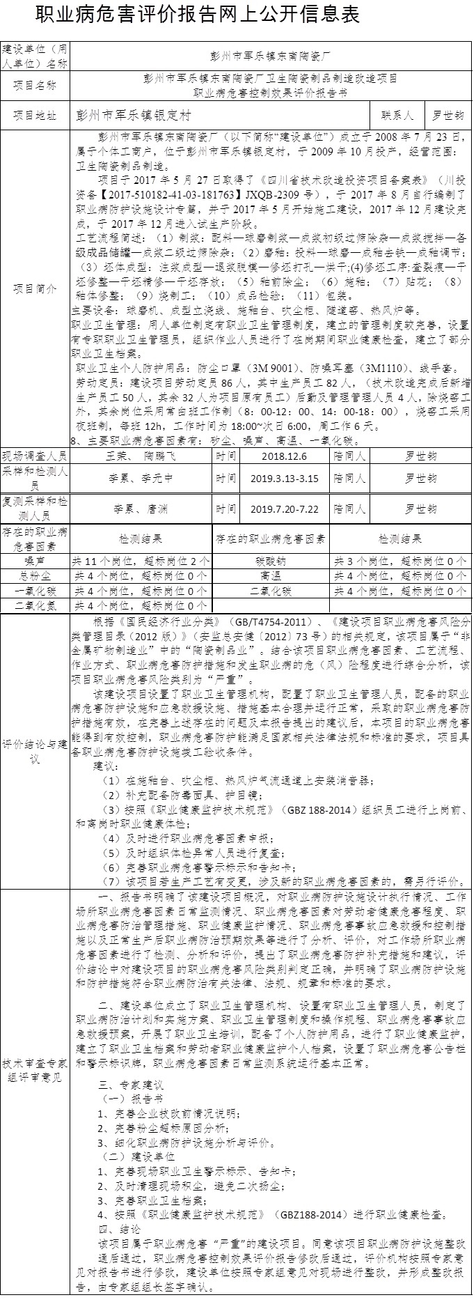 彭州市军乐镇东南陶瓷厂卫生陶瓷制品制造改造项目职业病危害控制效果评价报告书.jpg